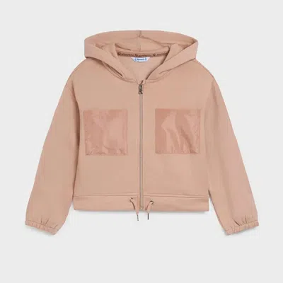 Mayoral Kids' Knitted Zip-up Sweatshirt For Girls In Blush In Pink