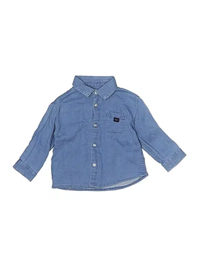 Pre-owned Mayoral Babies' Long Sleeve Button Down Shirt In Blue
