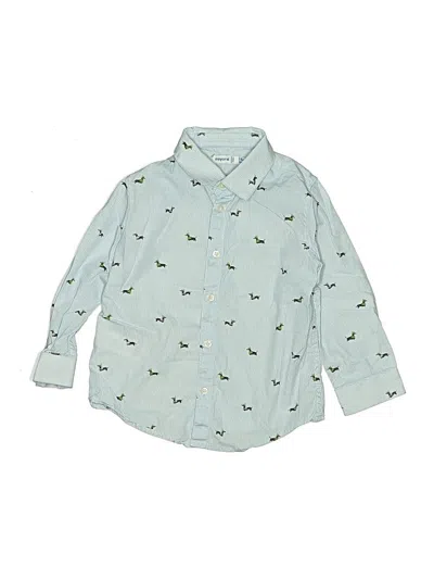 Pre-owned Mayoral Kids' Long Sleeve Button Down Shirt In Blue