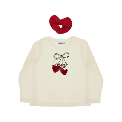 Mayoral Long-sleeved Cotton T-shirt Kids In Neutral