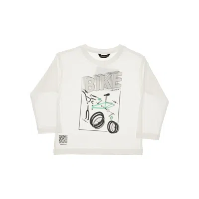 Mayoral Long-sleeved T-shirt With 'bike' Print Kids In White