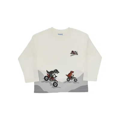 Mayoral Kids' Motorcycle Print T-shirt In White