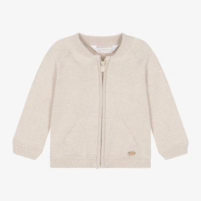 Mayoral Newborn Baby Boys Beige Cotton-knit Cardigan