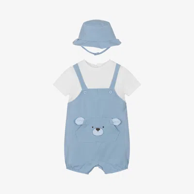 Mayoral Newborn Baby Boys Blue Cotton Babysuit Set