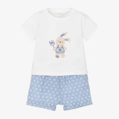 Mayoral Newborn Baby Boys Blue Cotton Bunny Shorts Set