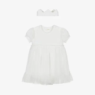 Mayoral Newborn Baby Girls Ivory Jersey & Tulle Dress Set