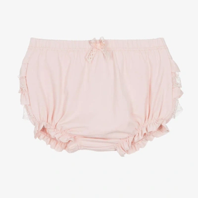 Mayoral Newborn Baby Girls Pink Cotton Frilly Pants In Pink