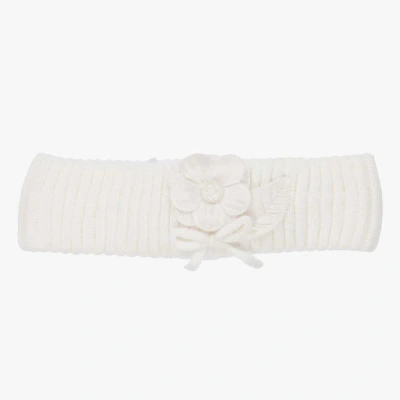 Mayoral Newborn Babies' Girls Ivory Flower Knit Headband In White