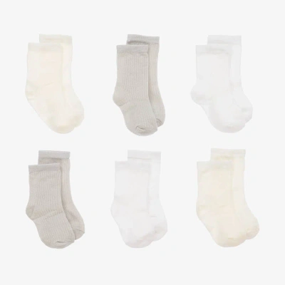Mayoral Newborn Viscose Knit Baby Socks (6 Pack) In Ivory