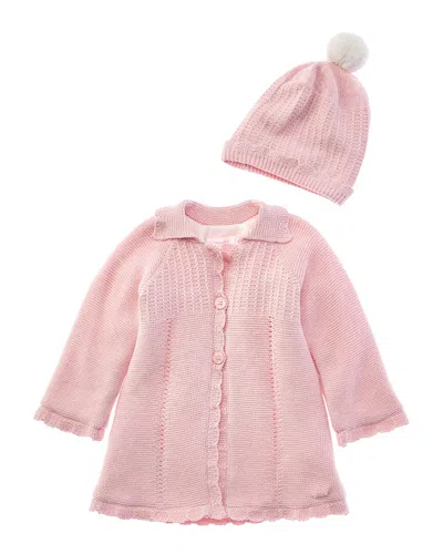 Mayoral Kids' Newborn Knit Hooded Coat In Pink