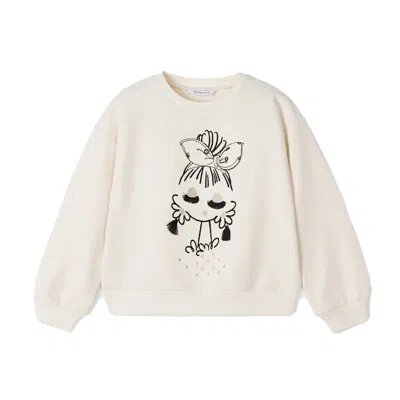 Mayoral Kids' Off White Doll Graphic Sweatshirt