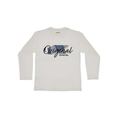 Mayoral 'original' Embroidery Cotton T-shirt Kids In White