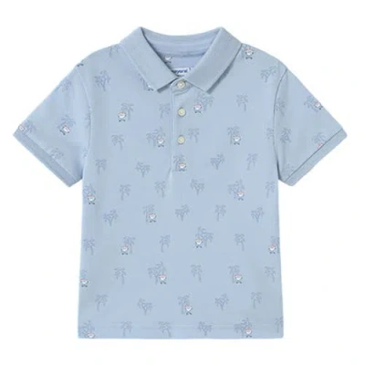 Mayoral Babies'  Palm Tree Linen Polo In Blue