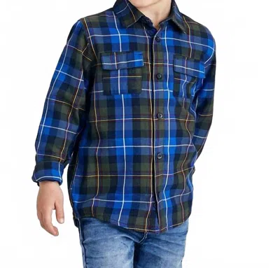 Mayoral Kids' Plaid Button Collar Shirt In Multi Blue