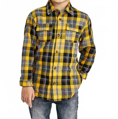 Mayoral Kids' Plaid Button Collar Shirt In Multi Mustard In Yellow