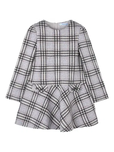 Mayoral Plaid Dress In Silver