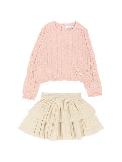 Mayoral Babies' Pleated Skirt Set In Pink