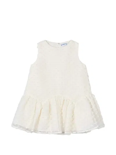 Mayoral Kids' Plumeti Ruffled Dress In White