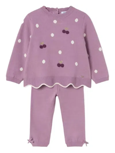 Mayoral Babies' Polka-dot Cherry Trouser Set In Pink