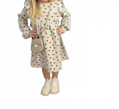 Mayoral Kids' Polka Dot Dress With Matching Bag In Beige In Sand