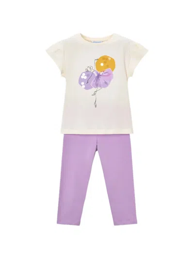 Mayoral Kids' Print-detail Leggings Set In White