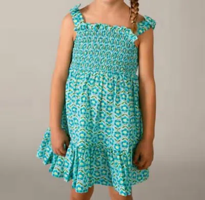 Mayoral Kids' Printed Dress With Matching Headband In Ocean In Blue