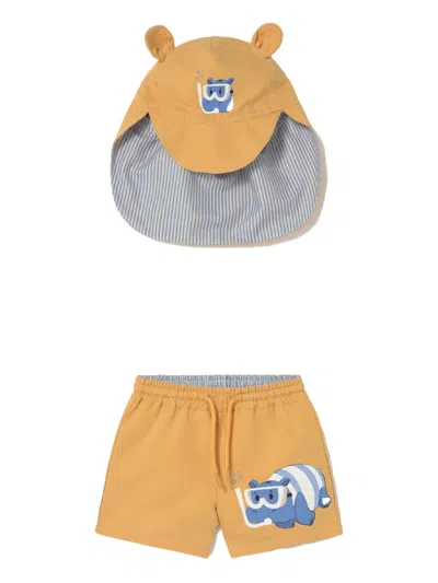 Mayoral Babies' Printed Swim Shorts Set In Yellow