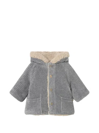 Mayoral Babies' Reversible Corduroy-fleece Coat In Gray