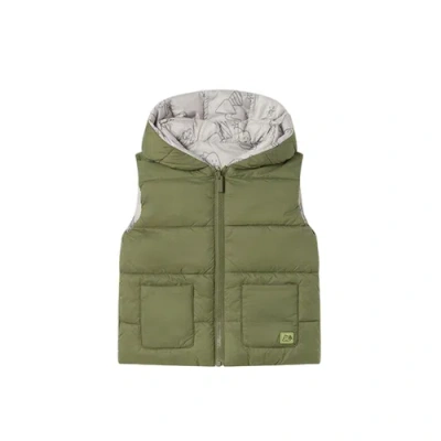 Mayoral Babies'  Reversible Printed Padded Gilet In Green