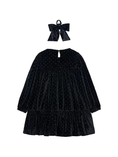 Mayoral Kids' Rhinestone Velvet Dress Set In Blue