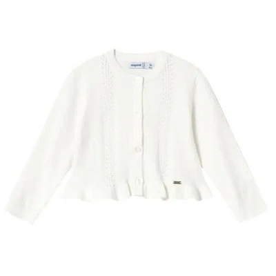 Mayoral Babies'  Ruffle Tricot Cardigan In Natural