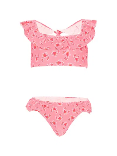 Mayoral Ruffled Crab Print Bikini In Pink
