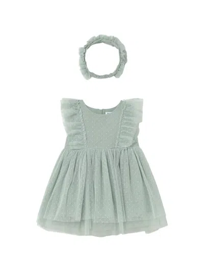 Mayoral Babies' Ruffled-detail Dress Set In Green