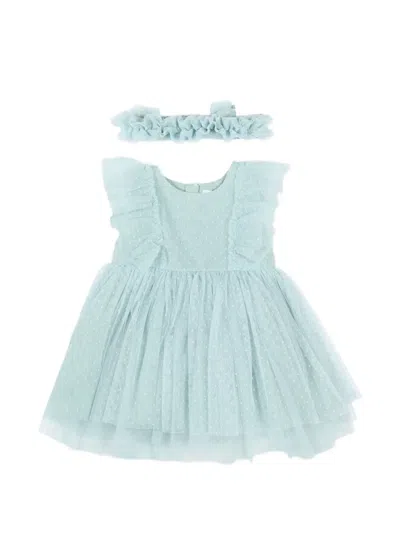 Mayoral Babies' Ruffled Dotted-pattern Dress In Blue