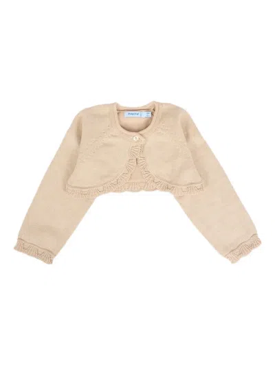 Mayoral Babies' Ruffled-hem Knitted Cardigan In Neutral