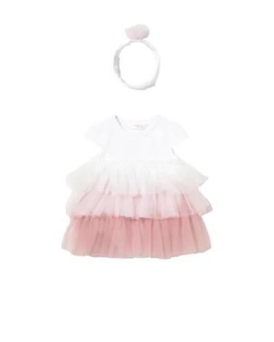 Mayoral Kids'  Ruffled Romper With Headband In Pink