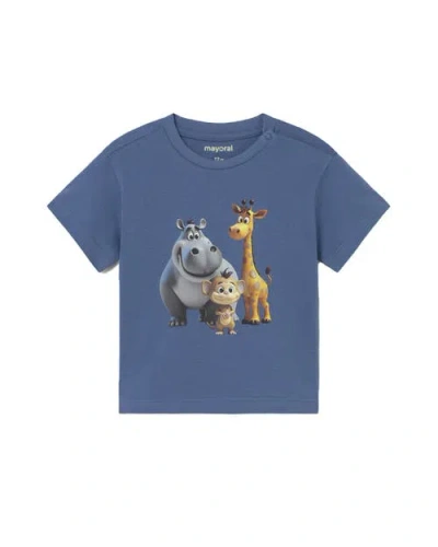 Mayoral Kids'  Safari Animals T-shirt In Blue