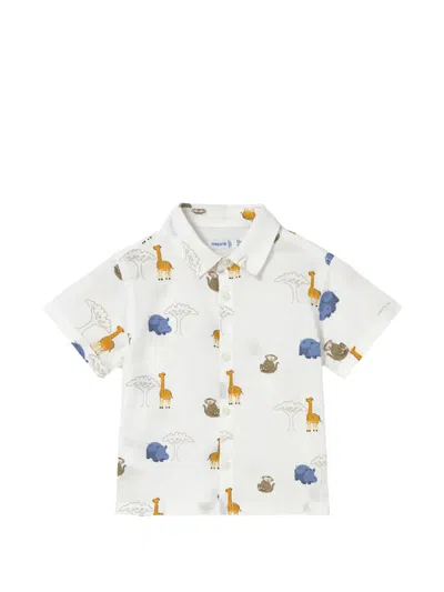 Mayoral Babies' Safari Print Shirt In White