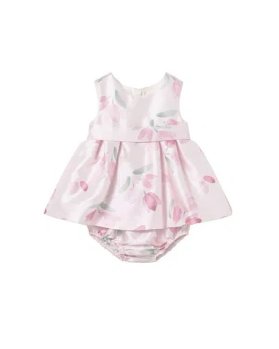Mayoral Kids'  Satin Floral Dress With Nappy Cover In Pink