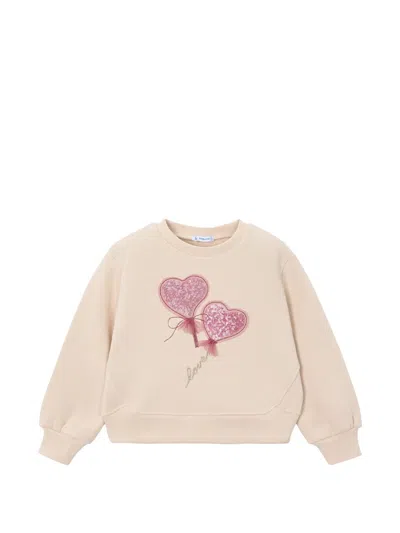Mayoral Kids' Sequin-embellished Heart-patch Sweater In Gold
