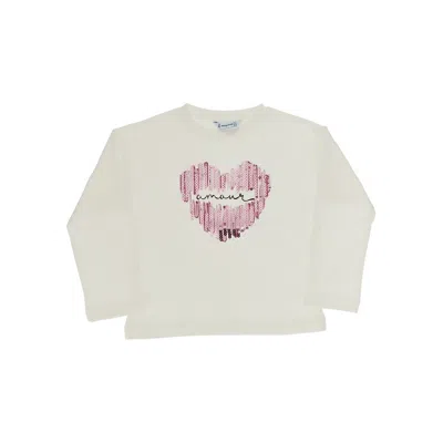 Mayoral Kids' Sequinned Graphic T-shirt In White