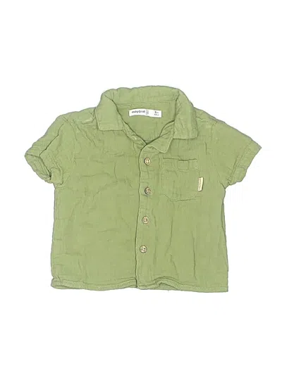Pre-owned Mayoral Babies' Short Sleeve Button Down Shirt In Green