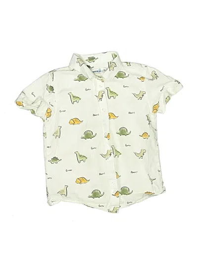 Pre-owned Mayoral Kids' Short Sleeve Button Down Shirt In Ivory