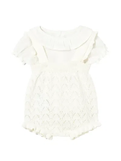Mayoral Babies' Short-sleeve Playsuit Set In White