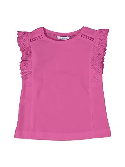 Mayoral Short Sleeved Crochet T-shirt In Orchid