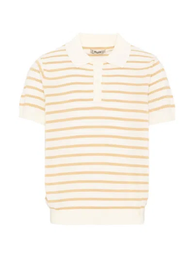 Mayoral Kids' Short-sleeved Striped Polo Shirt In White