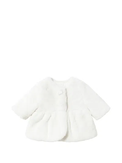 Mayoral Babies' Single-breasted Faux-fur Coat In White