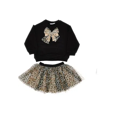 Mayoral Skirt And Sweatshirt Two-pieces Set Kids In Black