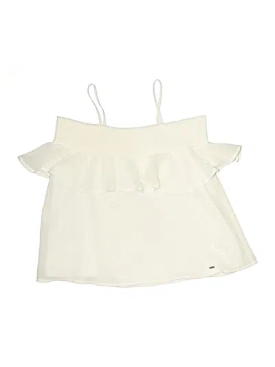 Pre-owned Mayoral Kids' Sleeveless Top Ivory Ruffles Neckline Tops In White