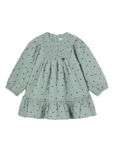 Mayoral Babies' Smocked-panel Dress In Green
